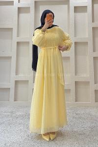 Yellow Mock Turtle Neck Unprinted Dresess