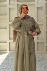 Army Green Mock Turtle Neck Unprinted Dresess