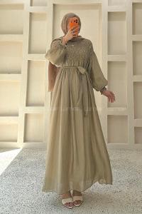 Army Green Mock Turtle Neck Unprinted Dresess
