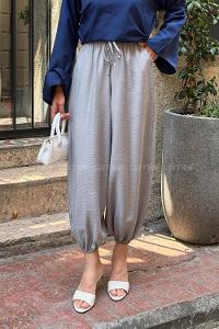 Lamelif Balon Keten Pantolon Gri