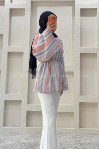 Blue Mandarin Collar Unprinted Tunic