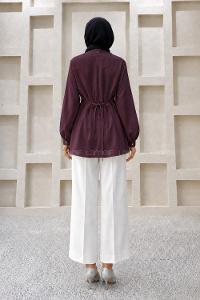 Lamelif Pile Detaylı Bluz Mürdüm
