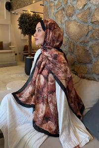Lamelif Vintage Flower Desen Bambu Şal Badem