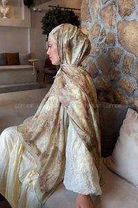 Lamelif Vintage Flower Desen Bambu Şal Mint Yeşili