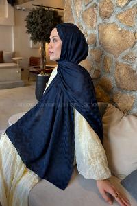 Navy Blue Cotton Fabric Viscose Fabric Printed Shawl