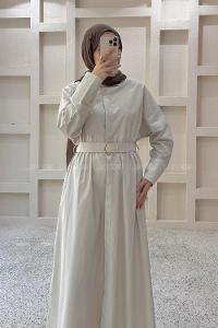 Stone Shirt Collar Cotton Dresess