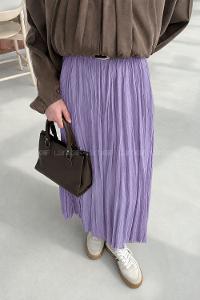 Lilac Crepe Fabric Flare Skirt