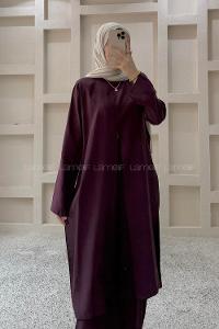 Eggplant Purple Crew Neck Long Arm Modal Regular Trousers Comfortable Suit