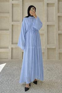 Blue Neckband Cotton Dresess
