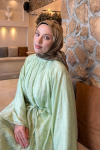 Lamelif Batik Desen Soft Eşarp Asker Yeşili