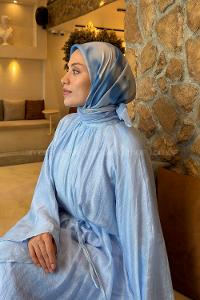 Lamelif Batik Desen Soft Eşarp Bebe Mavisi