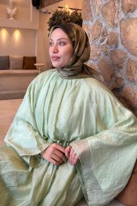 Lamelif Batik Desen Soft Eşarp Haki