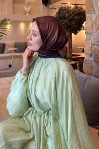 Lamelif Batik Desen Soft Eşarp Kahverengi
