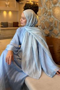 Lamelif CC Desen Aura Pamuk  Jakar  Şal Bebe Mavisi