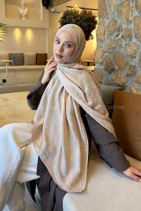 Lamelif CC Desen Aura Pamuk  Jakar  Şal Camel