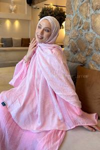 Lamelif CC Desen Aura Pamuk  Jakar  Şal Şeker Pembe