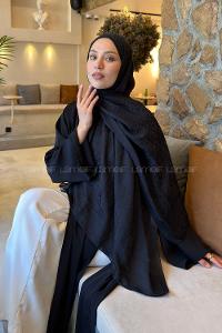 Lamelif CC Desen Aura Pamuk  Jakar  Şal Siyah