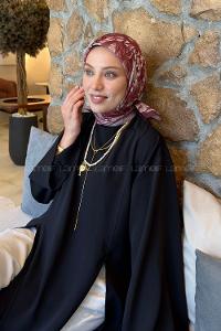 Lamelif Flower Desen Soft Eşarp Bordo