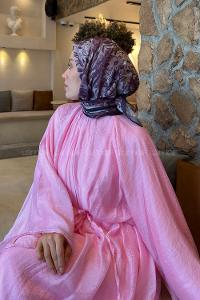 Lamelif Flower Desen Soft Eşarp Mürdüm