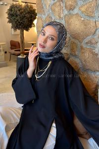 Lamelif Flower Desen Soft Eşarp Siyah