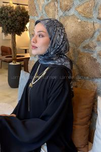Lamelif Flower Desen Soft Eşarp Siyah