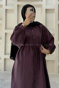 Lamelif Boydan Düğmeli Tunik Mürdüm