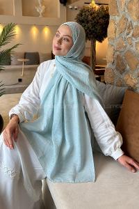 Lamelif Diamond Desen Aura Pamuk  Jakar  Şal Gök Mavi