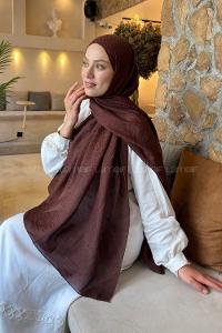 Lamelif Diamond Desen Aura Pamuk  Jakar  Şal Kahverengi