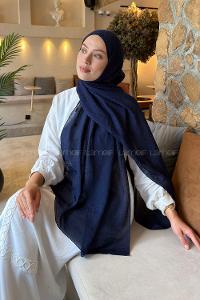 Lamelif Diamond Desen Aura Pamuk  Jakar  Şal Lacivert