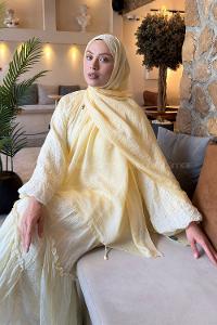Lamelif Diamond Desen Aura Pamuk  Jakar  Şal Sarı