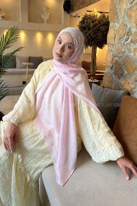 Lamelif Diamond Desen Aura Pamuk  Jakar  Şal Şeker Pembe