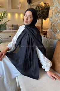 Lamelif Diamond Desen Aura Pamuk  Jakar  Şal Siyah