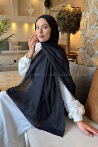 Lamelif Diamond Desen Aura Pamuk  Jakar  Şal Siyah