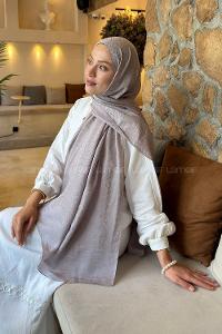 Lamelif Diamond Desen Aura Pamuk  Jakar  Şal Vizon