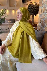 Lamelif Diamond Desen Aura Pamuk  Jakar  Şal Yağ Yeşili