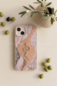 Lamelif iPhone 13/14 Altın Yılan Figürlü  Telefon Kılıfı