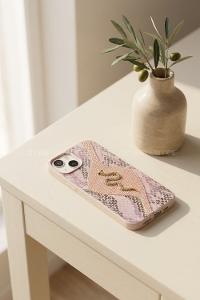 Lamelif iPhone 13/14 Altın Yılan Figürlü  Telefon Kılıfı