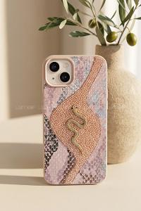 Lamelif iPhone 13/14 Altın Yılan Figürlü  Telefon Kılıfı