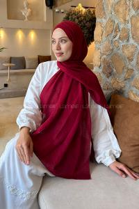 Lamelif Line GG Desen Aura Pamuk  Jakar  Şal Bordo