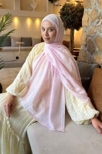 Lamelif Line GG Desen Aura Pamuk  Jakar  Şal Şeker Pembe