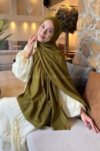 Lamelif Organik Premium Şal Asker Yeşili