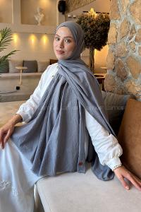 Lamelif Organik Premium Şal Gri