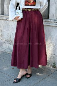 Lamelif Kraşlı Tesettür Etek Bordo
