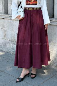 Lamelif Kraşlı Tesettür Etek Bordo