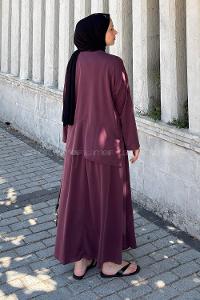 Lamelif Yırtmaç Detaylı Oysho Pike Etekli Takım Bordo