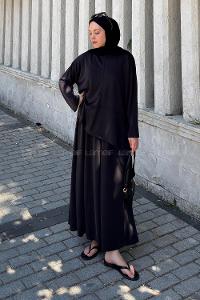 Black Crew Neck Long Arm Oysho Flared Skirt Suit