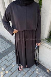 Black Crew Neck Long Arm Oysho Flared Skirt Suit