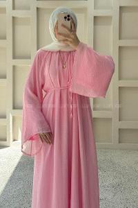 Pink Neckband Cotton Dresess