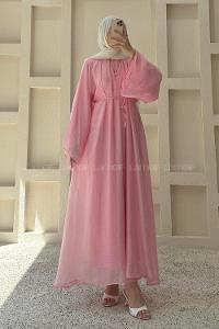 Pink Neckband Cotton Dresess