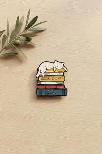 lamelif Kitap ve Kedi Broş